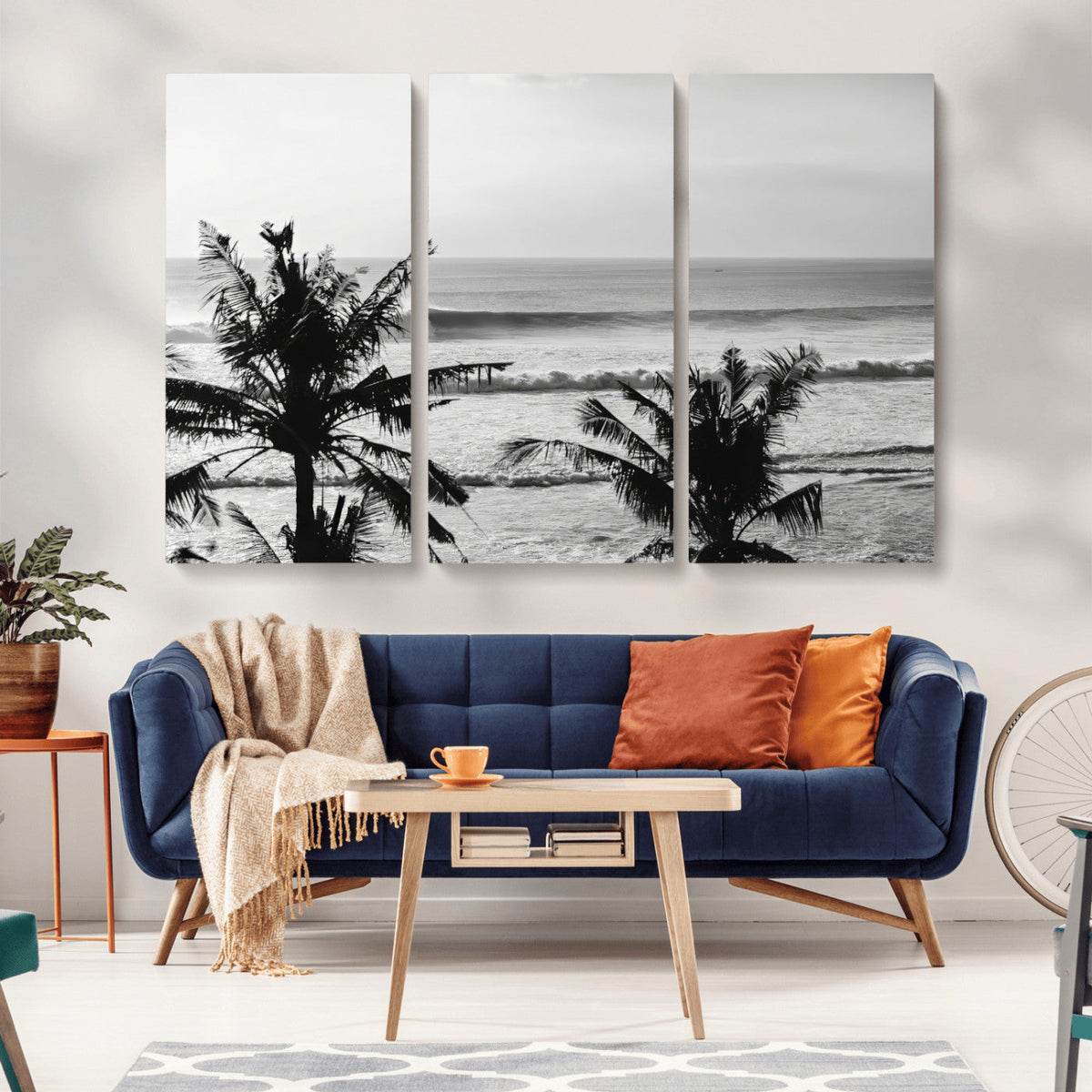 Tropical Coastline Wall Art Canvas Print – Framed Palm Trees