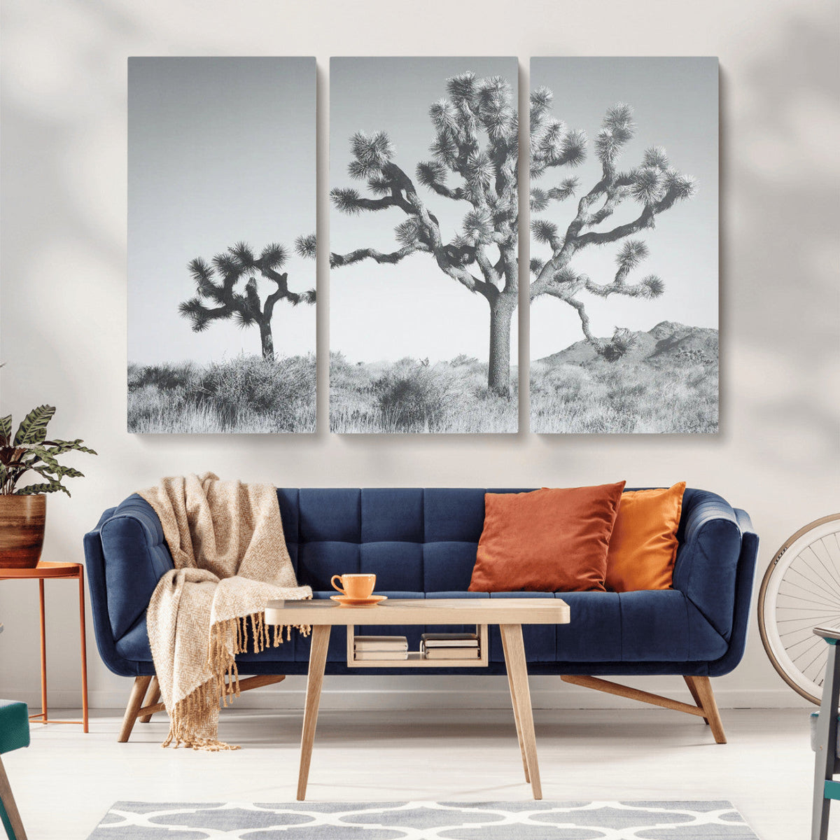 Joshua Tree Wall Art Canvas Print – Framed Black White