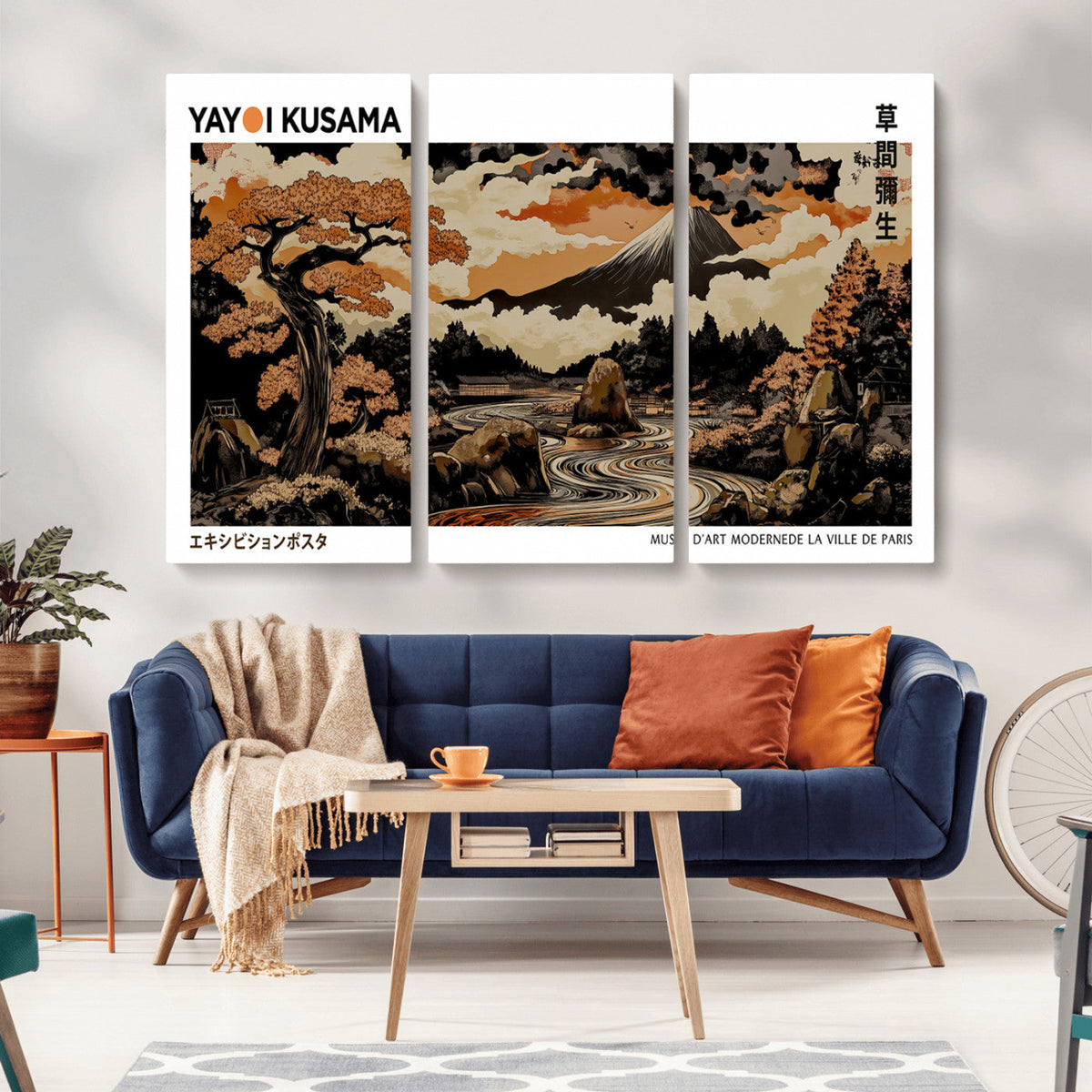 Modern Japanese Wall Art Canvas Print – Framed Abstract