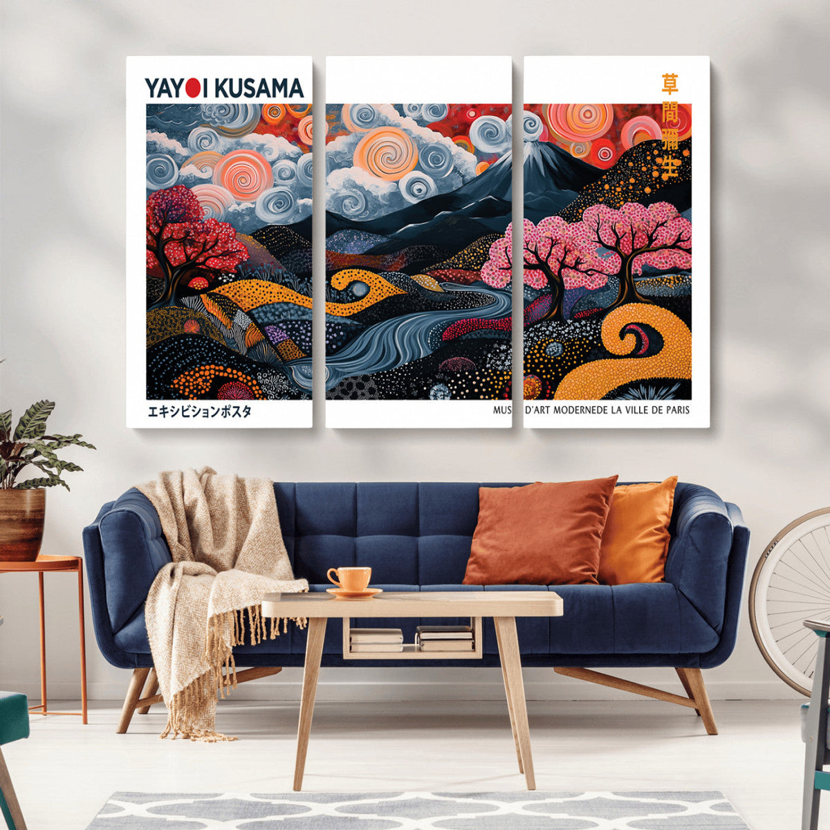 Modern Japanese Wall Art Canvas Print – Framed Abstract