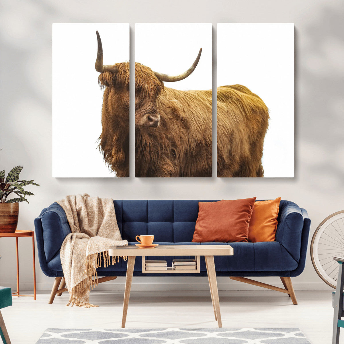 Highland Cow Wall Art Canvas Print – Framed Farmhouse Rustic