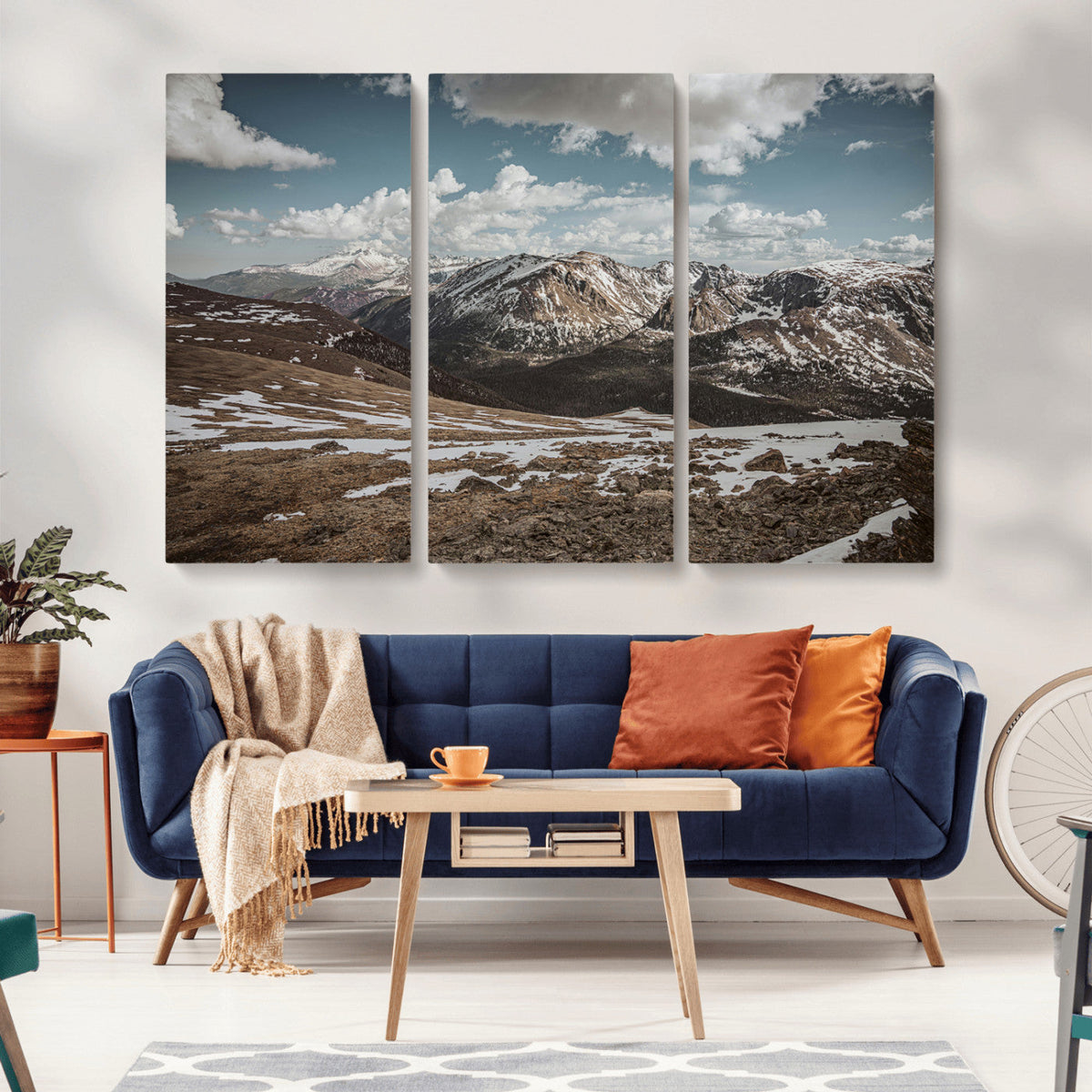 Mountain Landscape Wall Art Canvas Print – Framed Snowy