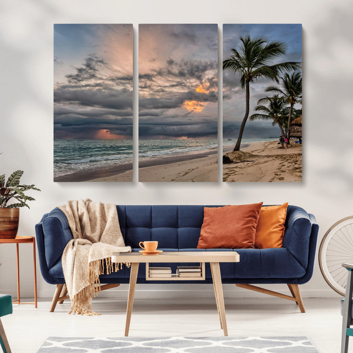 Tropical Storm Wall Art Canvas Print – Framed Moody Beach