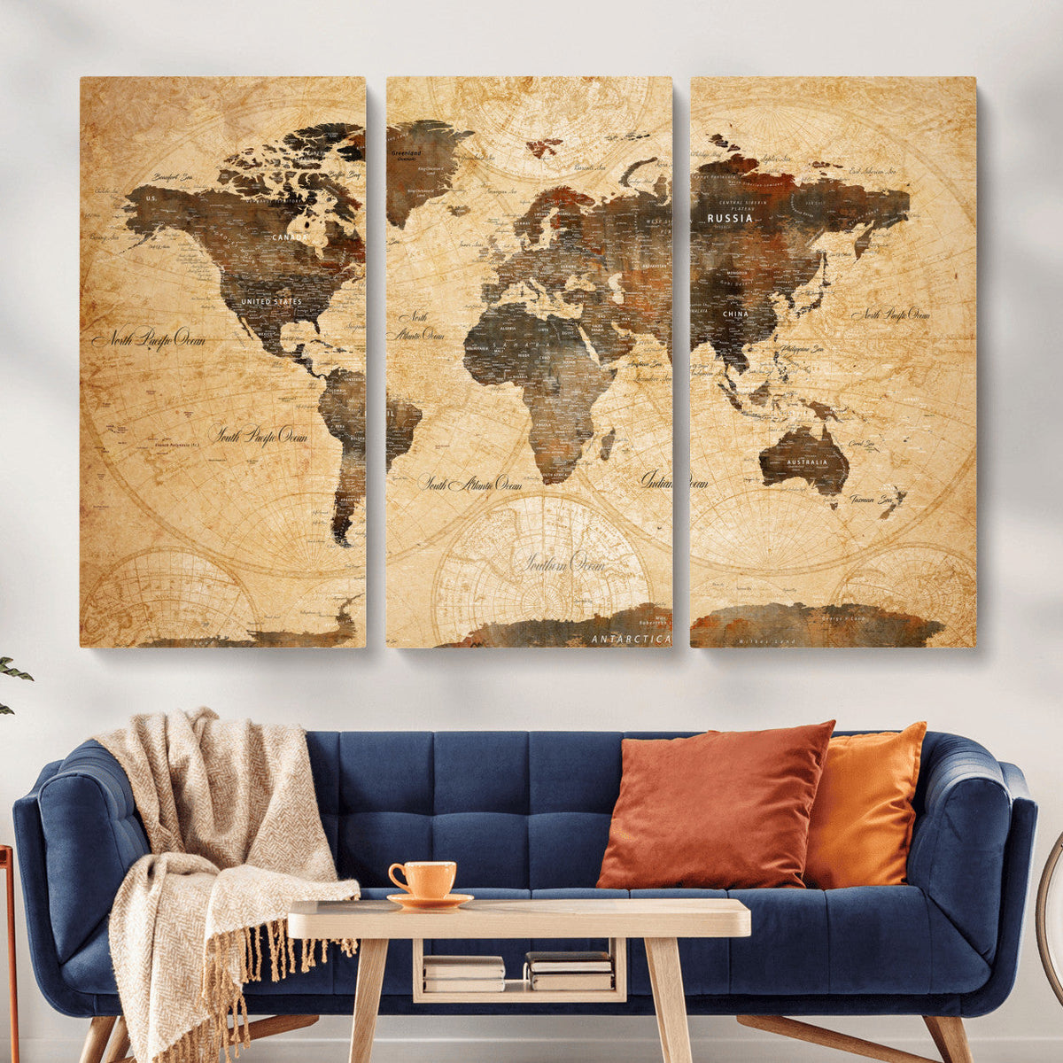 Push Pin World Map Canvas Print – Travel Tracker Wall Art