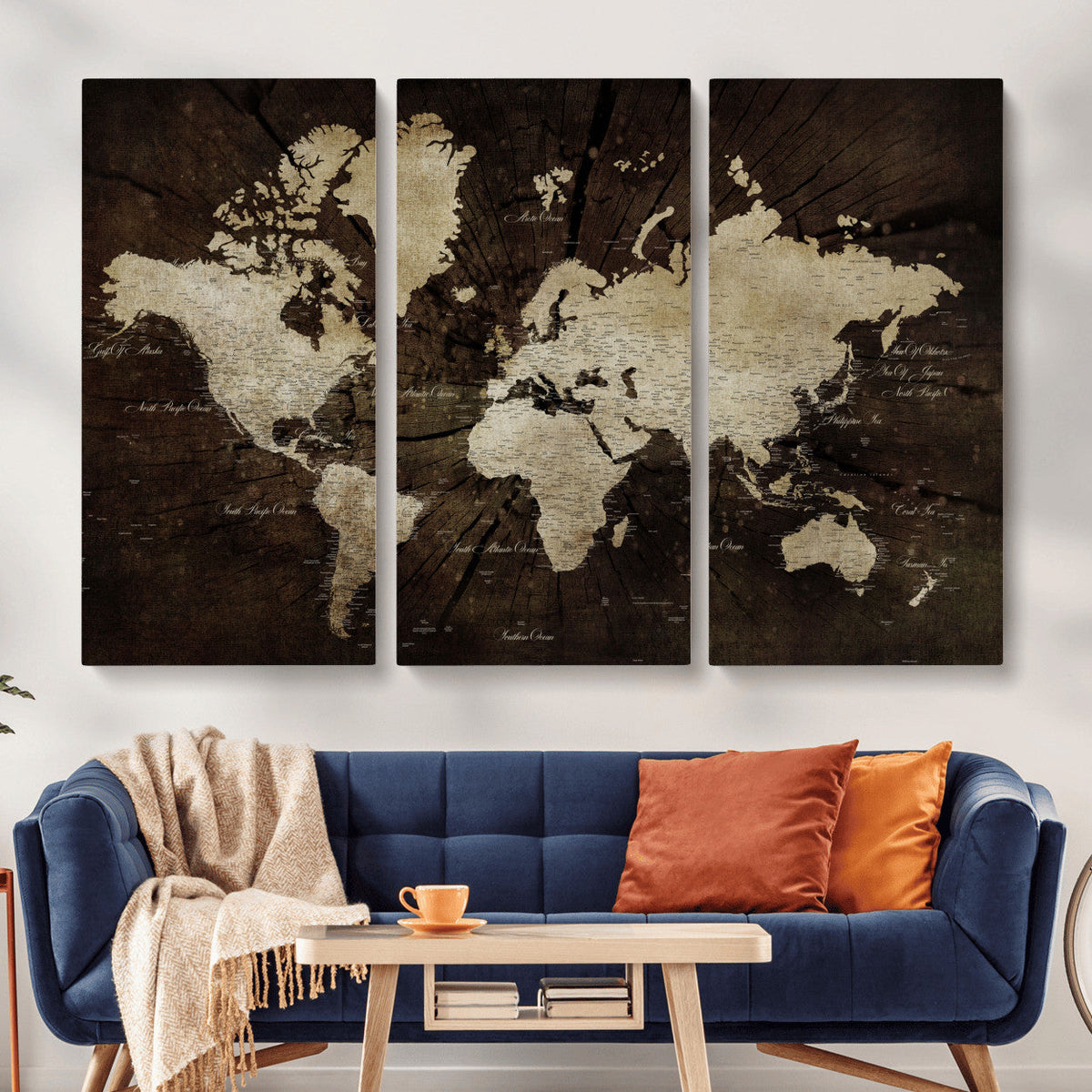 World Map Wall Art Canvas Print – Framed Travel Map Wall Art