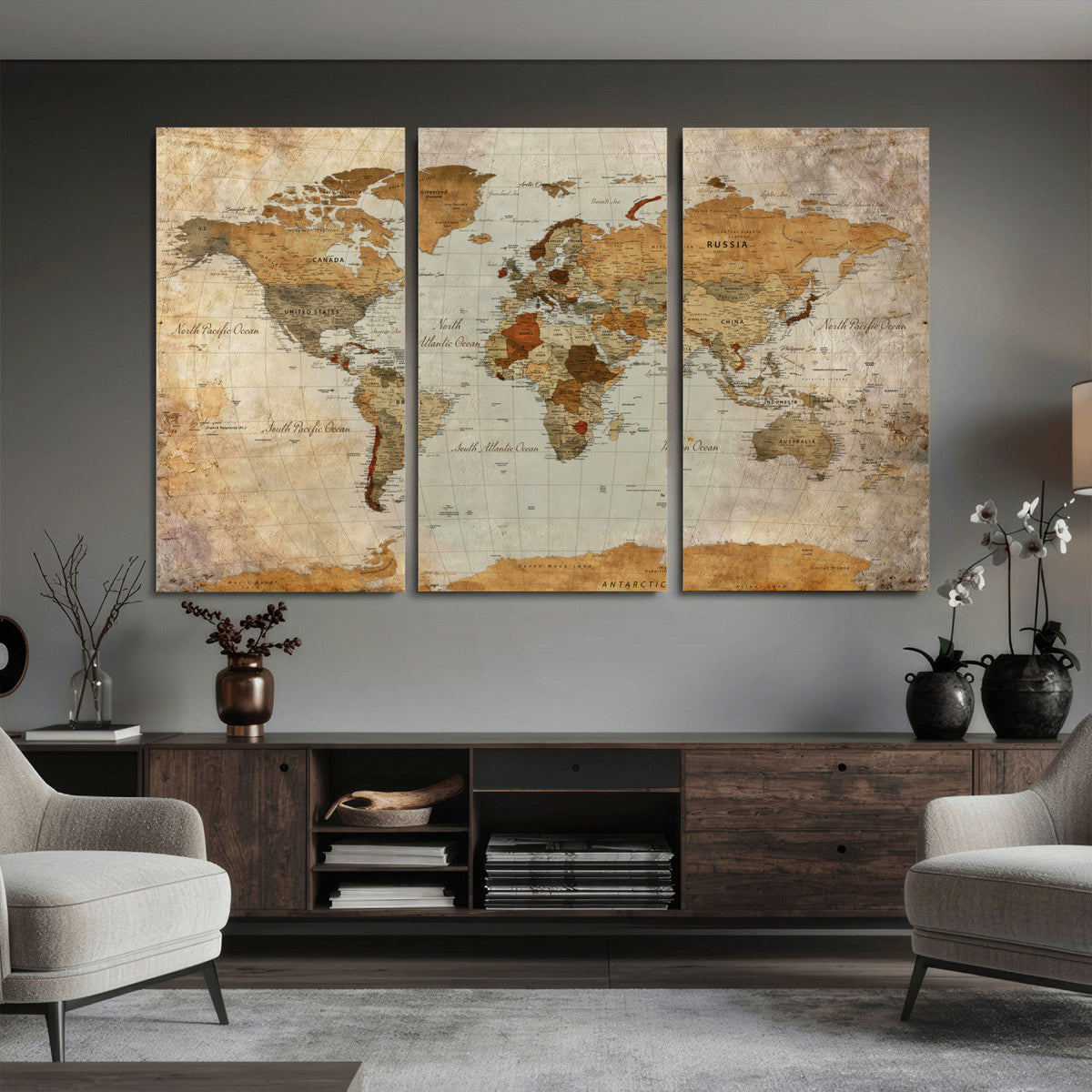 World Map Canvas Print – Detailed Map of the World Wall Art