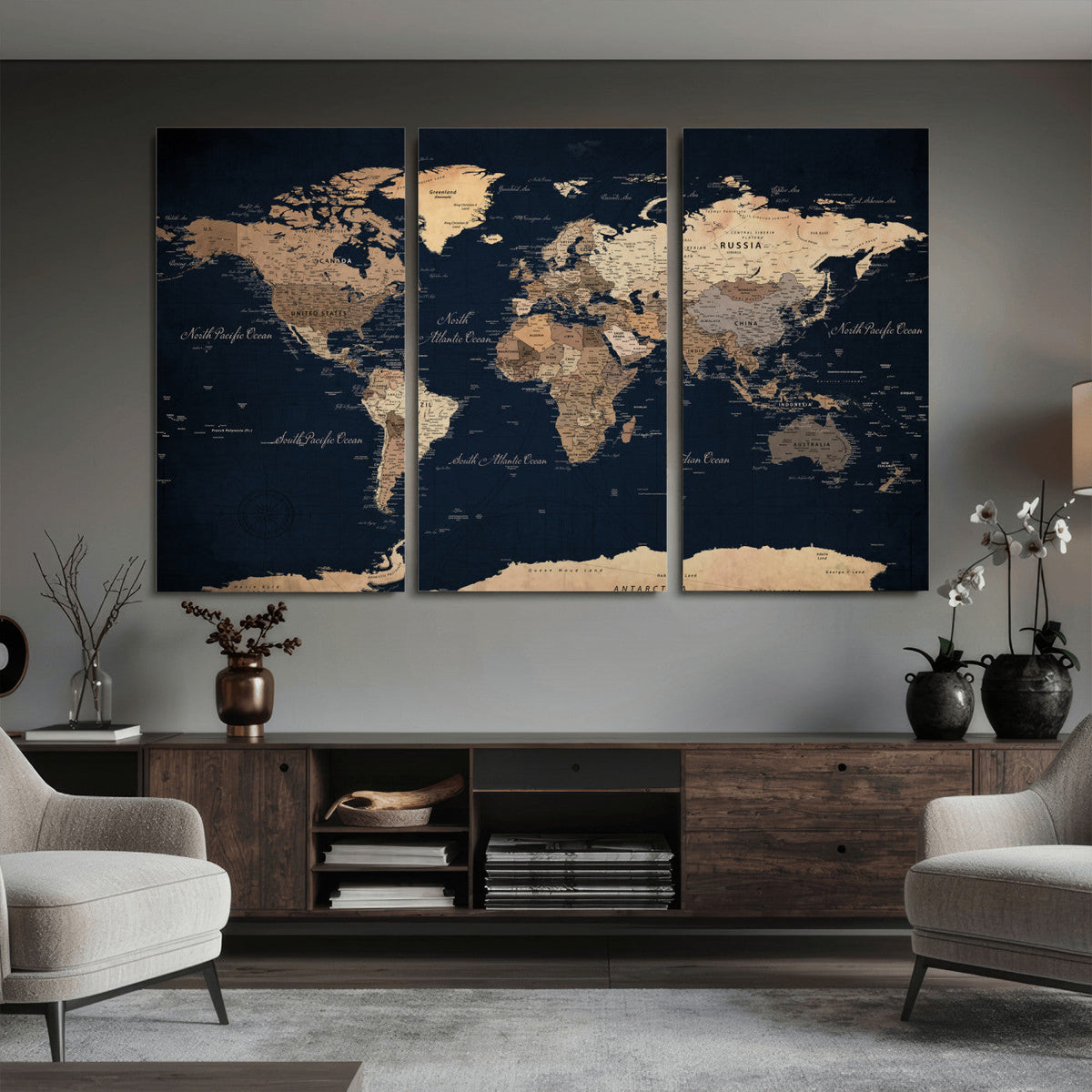World Map Canvas Print – Detailed Map of the World Wall Art