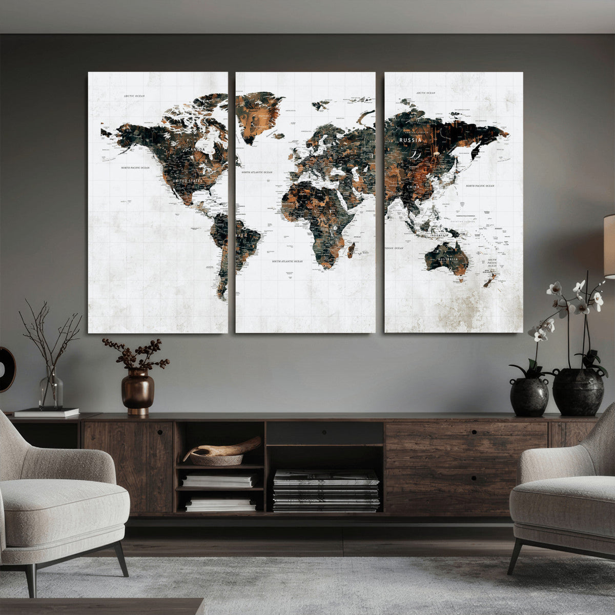 Large World Map Canvas Print – Framed Travel Map Wall Art