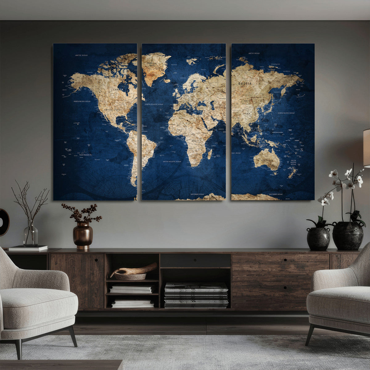 World Map Canvas Print – Framed Travel Map Wall Art for