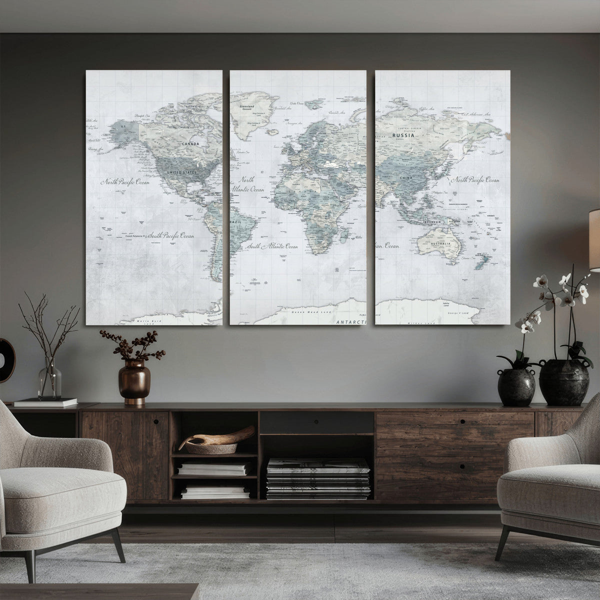 World Map Canvas Print – Detailed Map of the World Wall Art