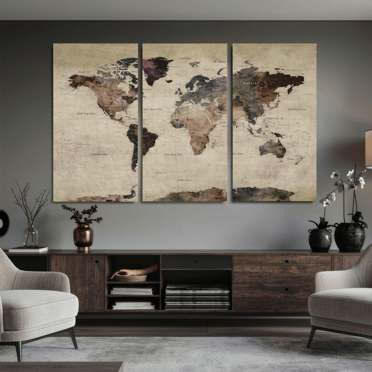 World Map Canvas Print – Detailed Map of the World Adventure