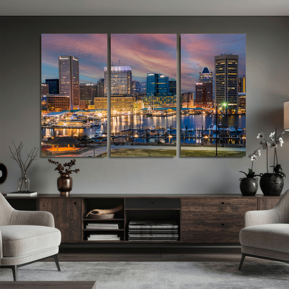 Baltimore Skyline Wall Art Canvas Print, Baltimore Downtown