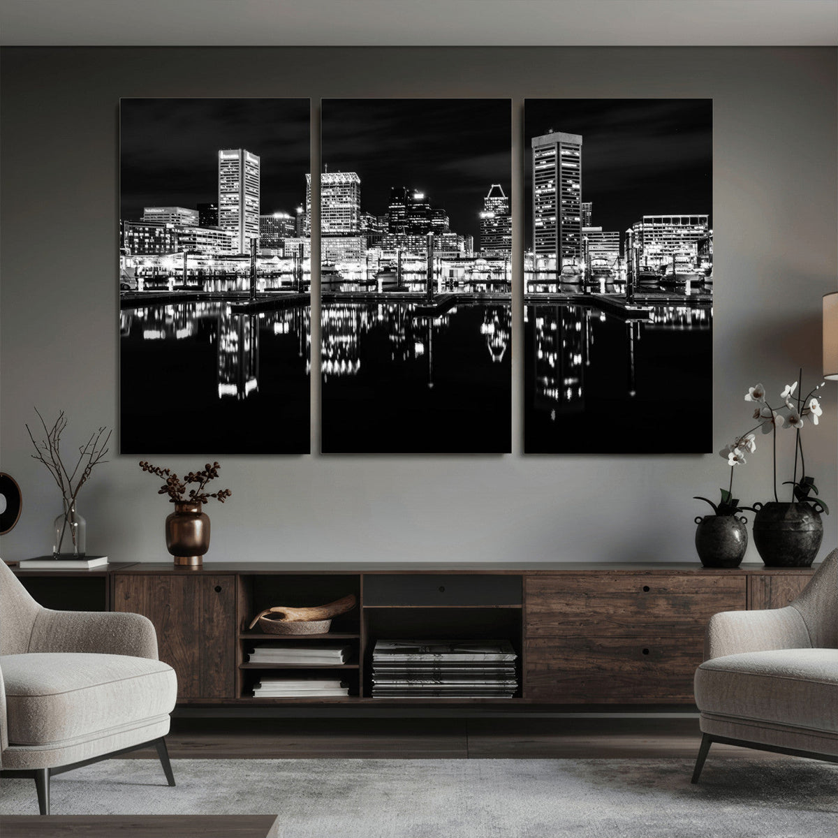 Baltimore Skyline Wall Art Canvas Print, Baltimore Downtown