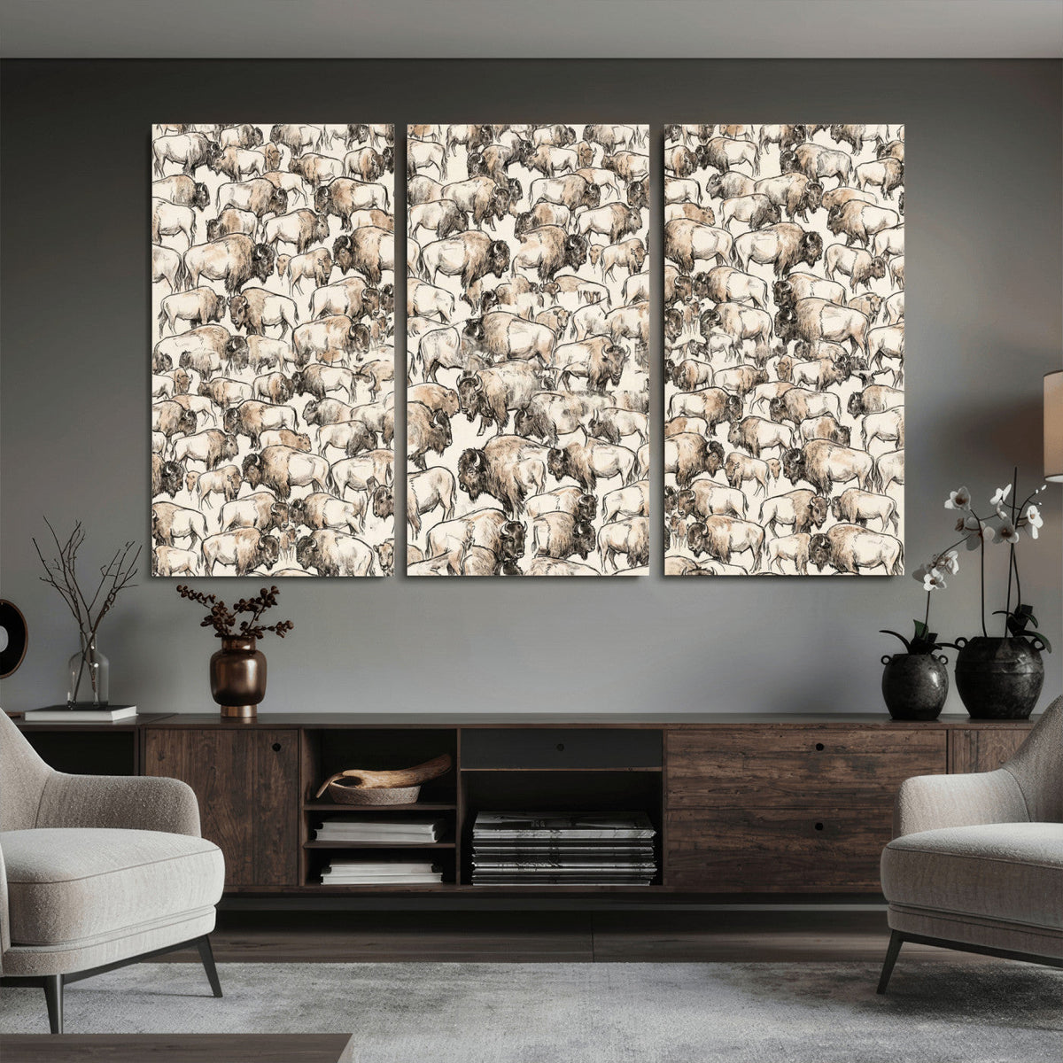 American Bison Canvas Print - Abstract Buffalo Wall Art