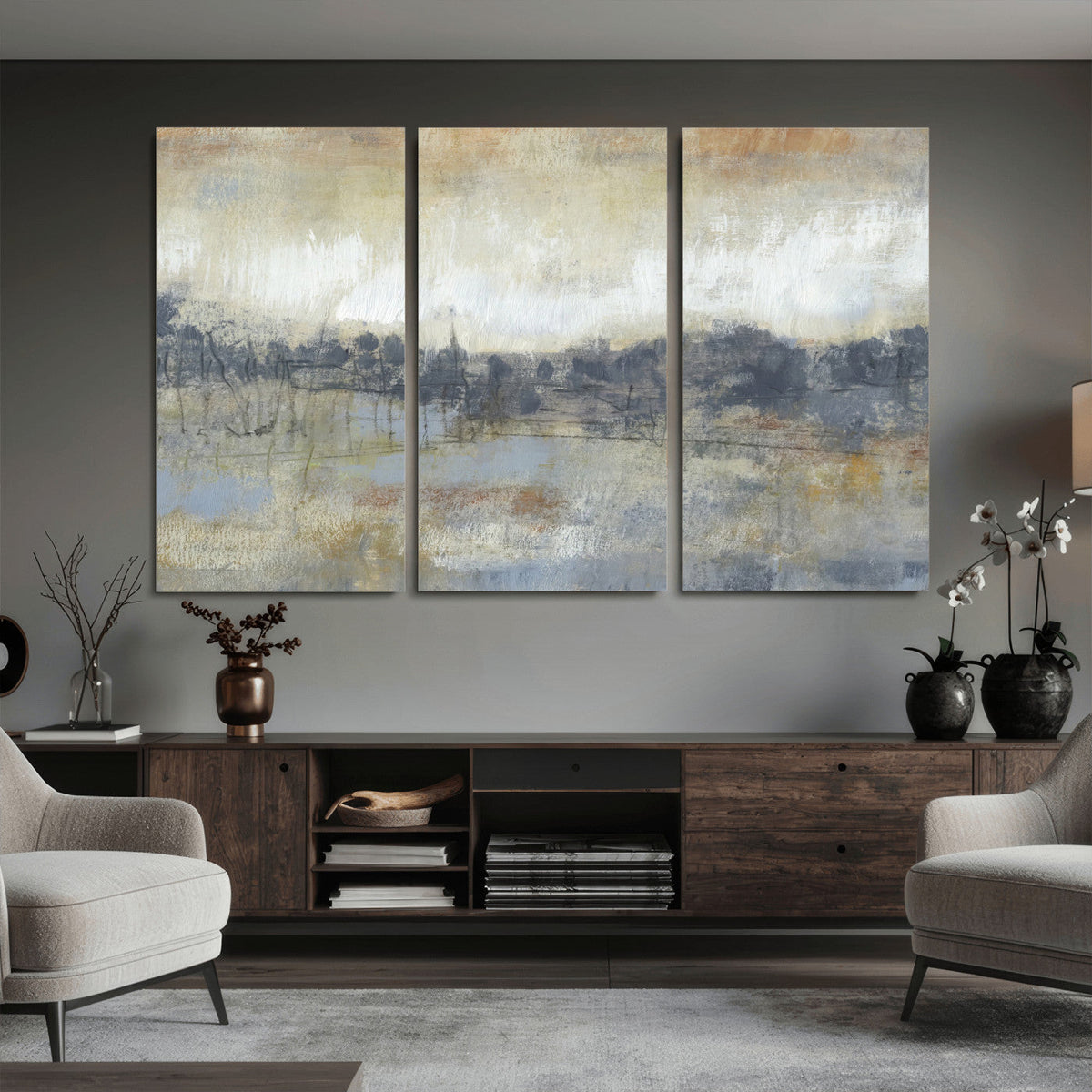Abstract Neutral Landscape Painting Wall Art