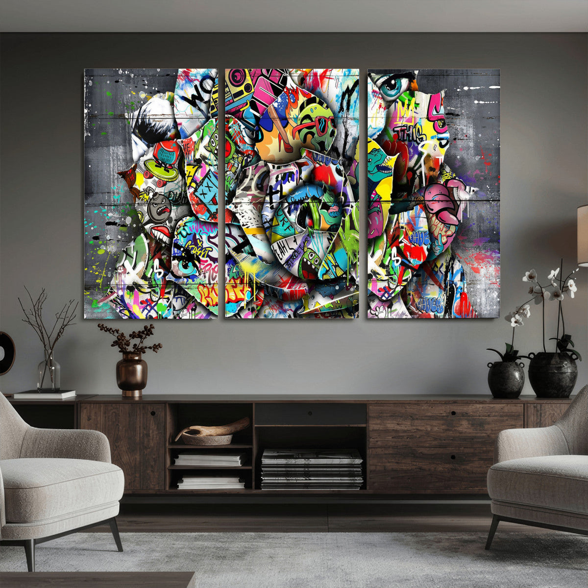 Abstract Graffiti Collage Street Art Wall Art Canvas Print