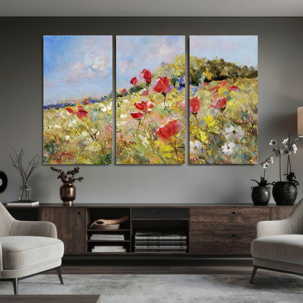 Abstract Mountain Landscape Wall Art Canvas Print – Textured