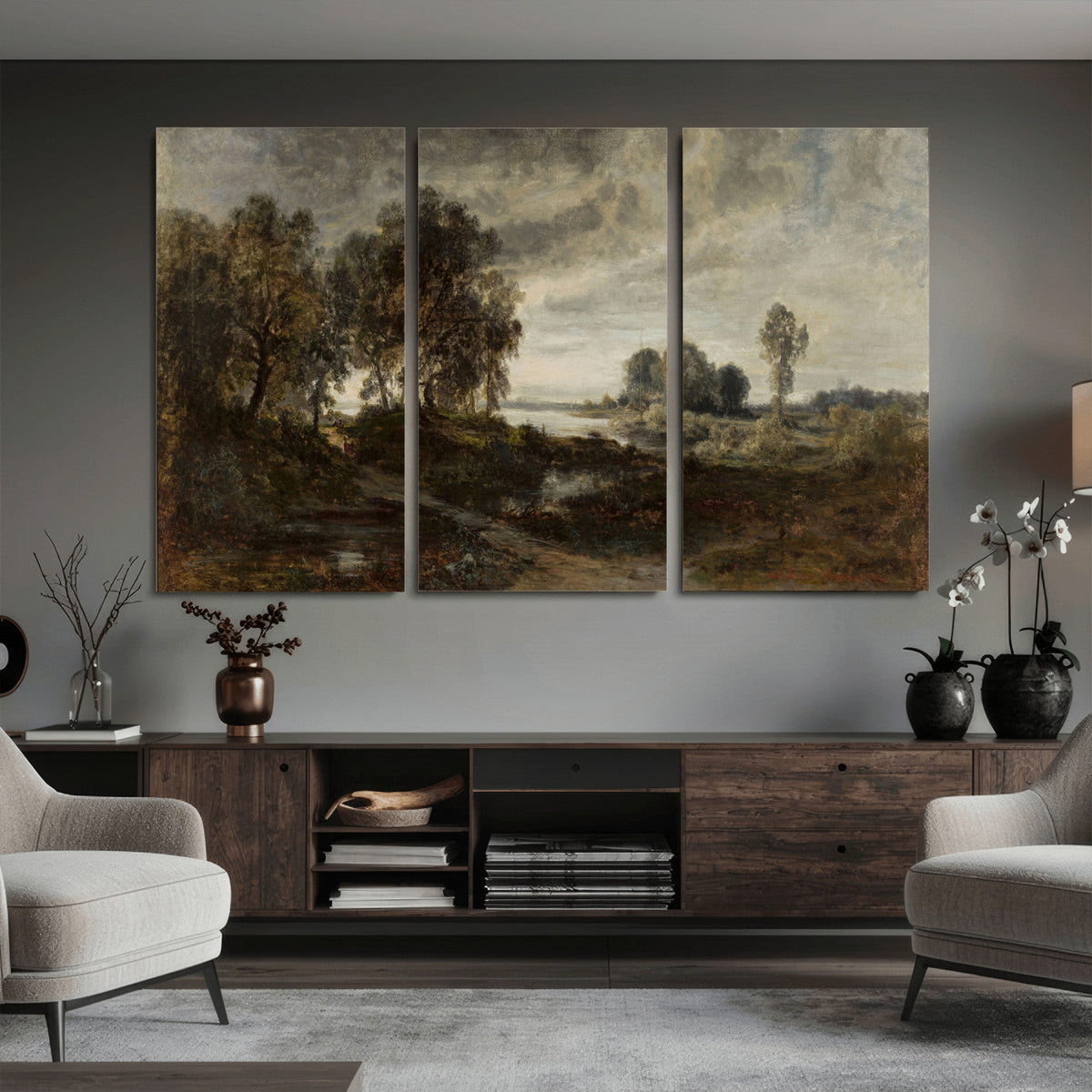 Adolf Dressler Landscape of the Oder River Wall Art Canvas