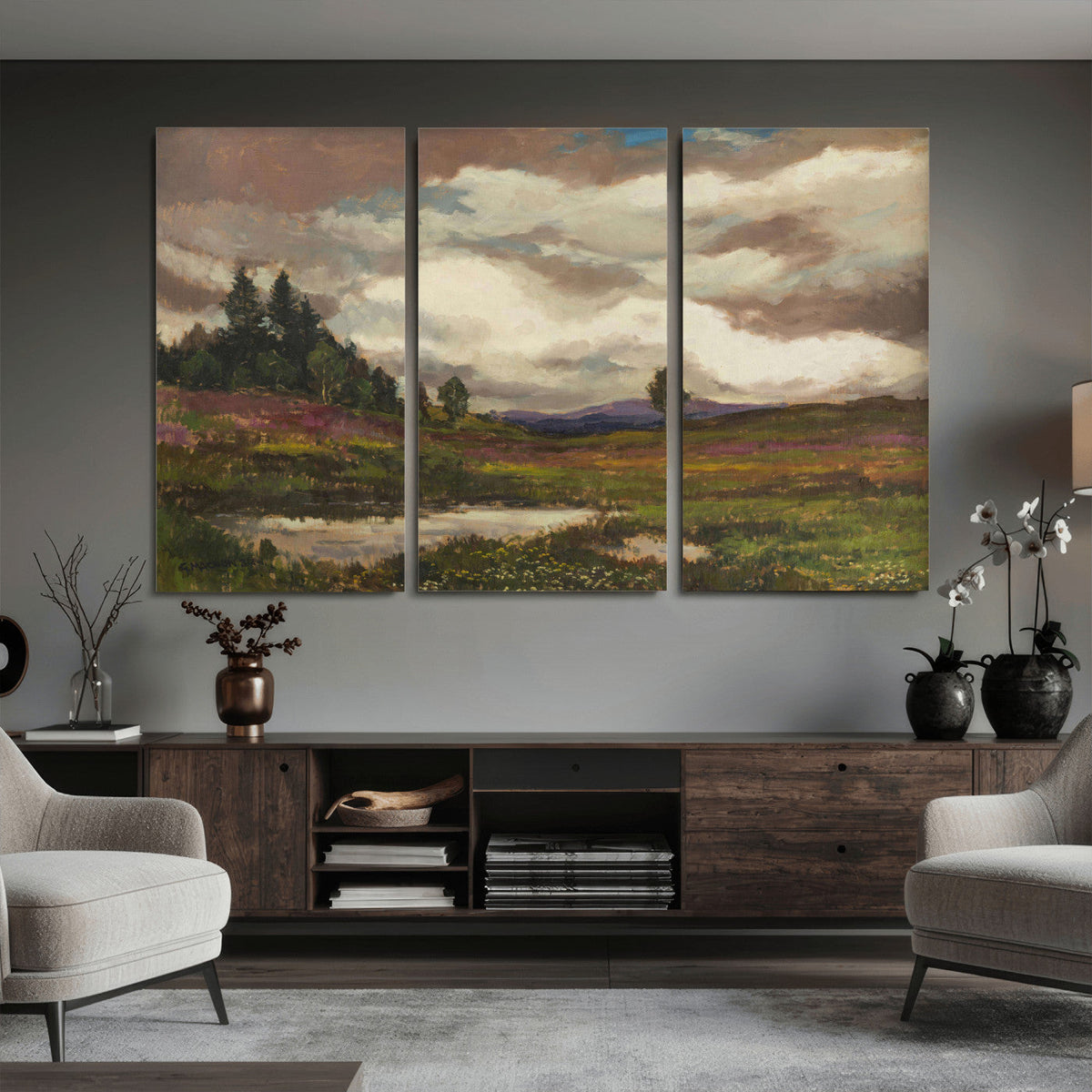 Gustav Macoun Heathland Canvas Print, Czech Landscape Oil