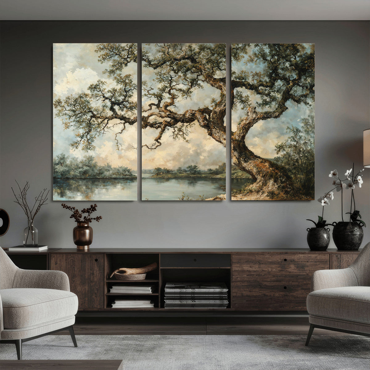 Old Oak Tree Canvas Wall Art, Turner Inspired Romantic