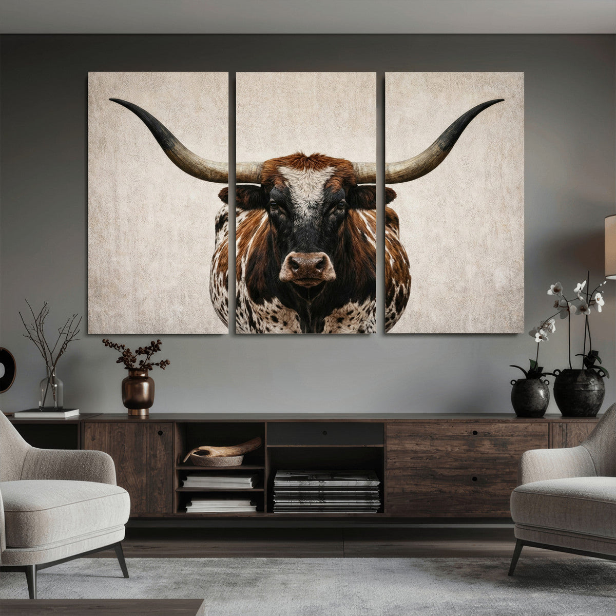 Texas Longhorn Canvas Wall Art Western Bull Desert Moody