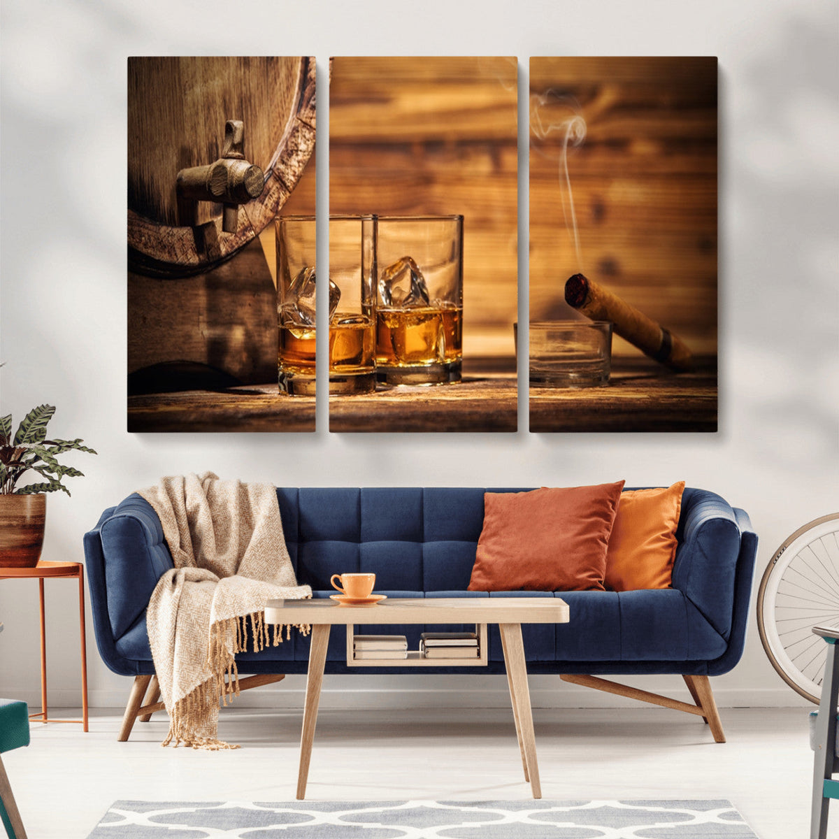 Rustic Whiskey and Barrel Canvas Print
