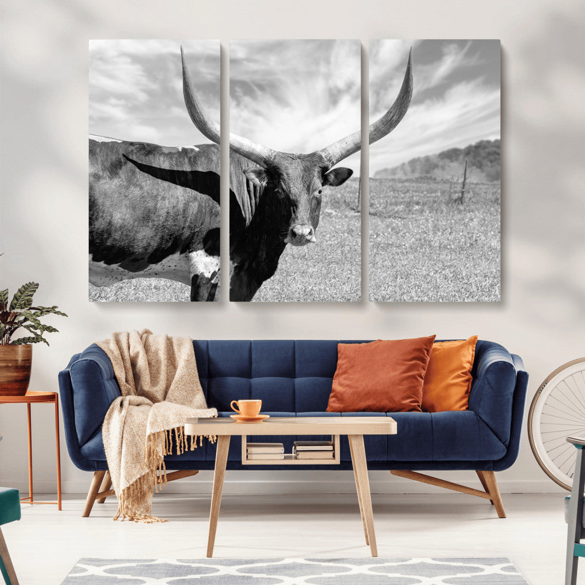 Cattle Wall Art Longhorn Cow Canvas Print