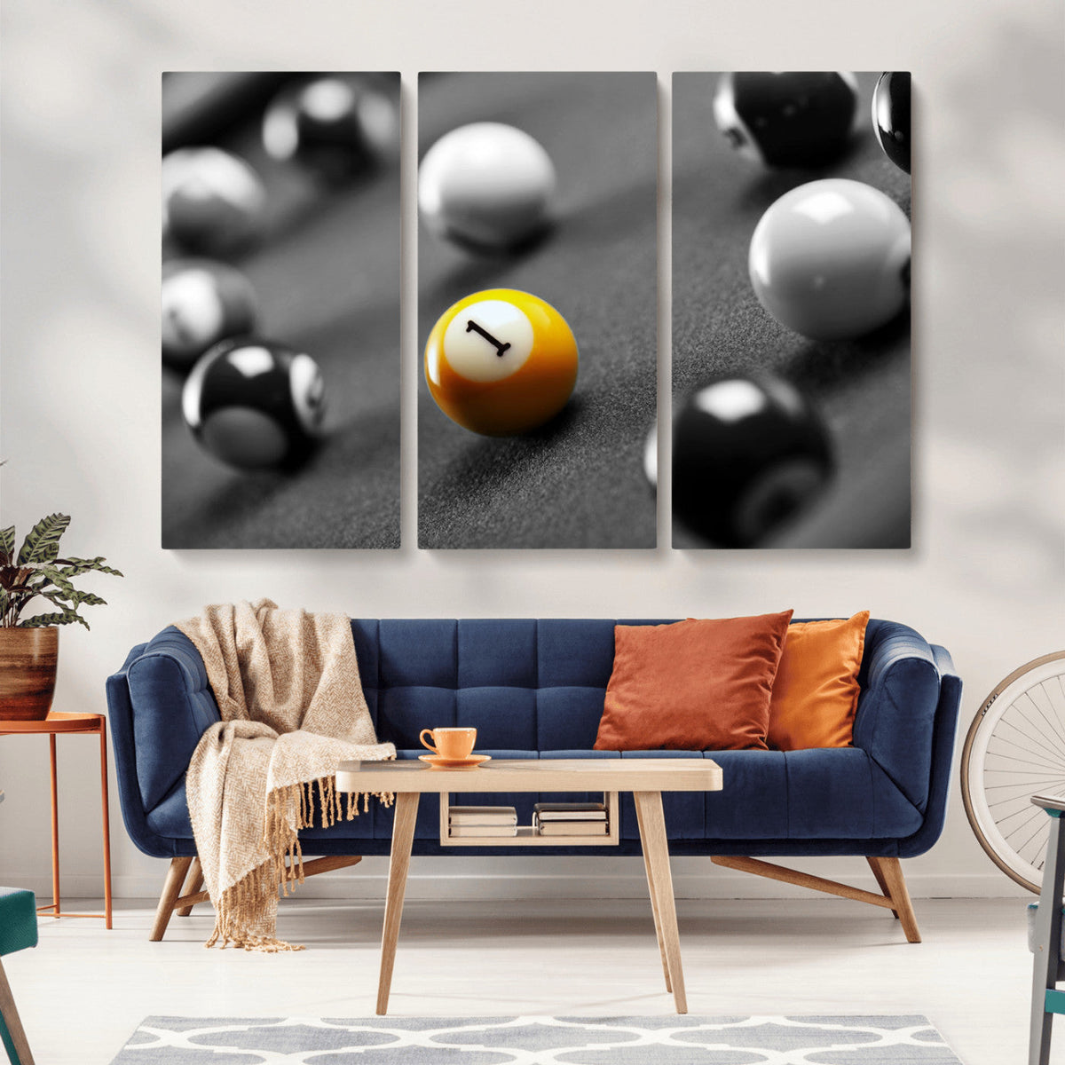 Wall Art Pool Table and Balls Canvas Print