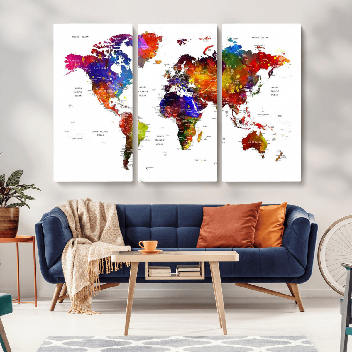 World Map Canvas Print – Detailed Map of the World Wall Art