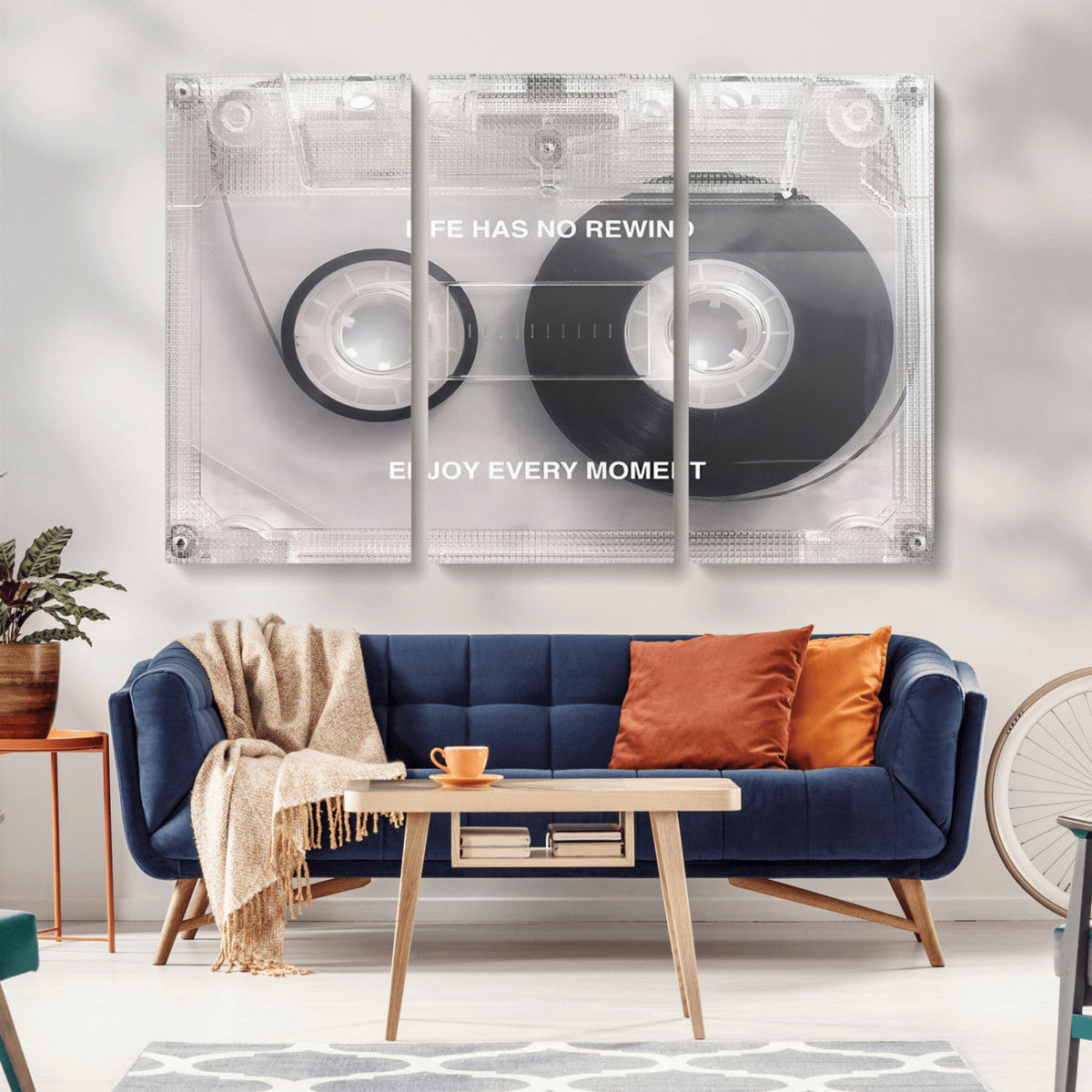 Vintage Cassette Tape Canvas Wall Art - Inspirational 'Life
