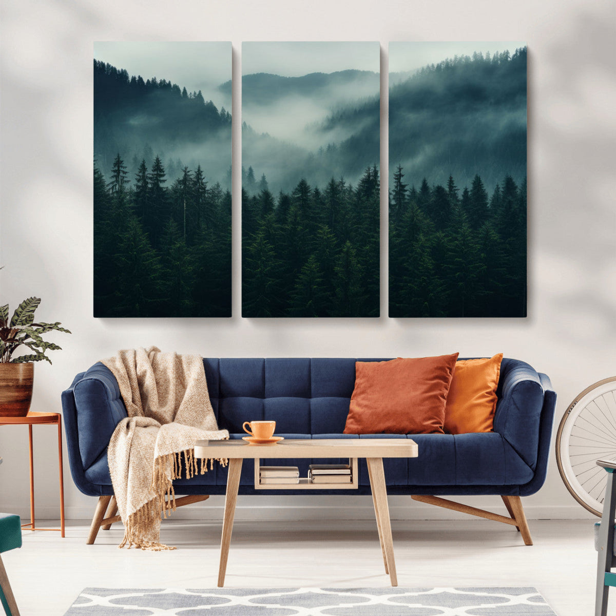 Captivating Misty Forest Wall Art Premium Canvas Print,