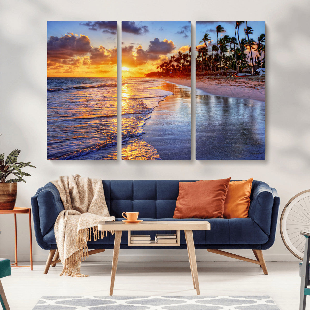 Serene Beach Sunset Wall Art Canvas- Coastal Seascape Print