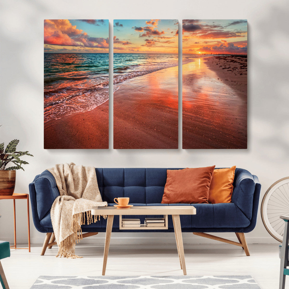 Sunset Beach Wall Art | Ocean Canvas Print | Coastal Wall