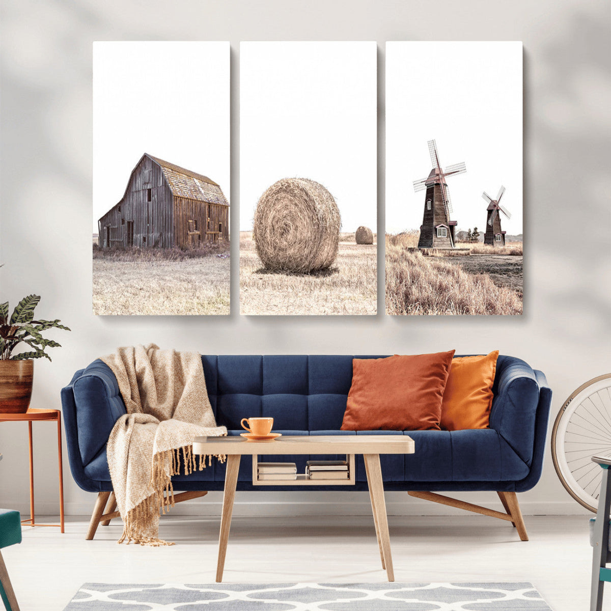 Farm Prints Set, Set of 3 Farmhouse Wall Art, Country House