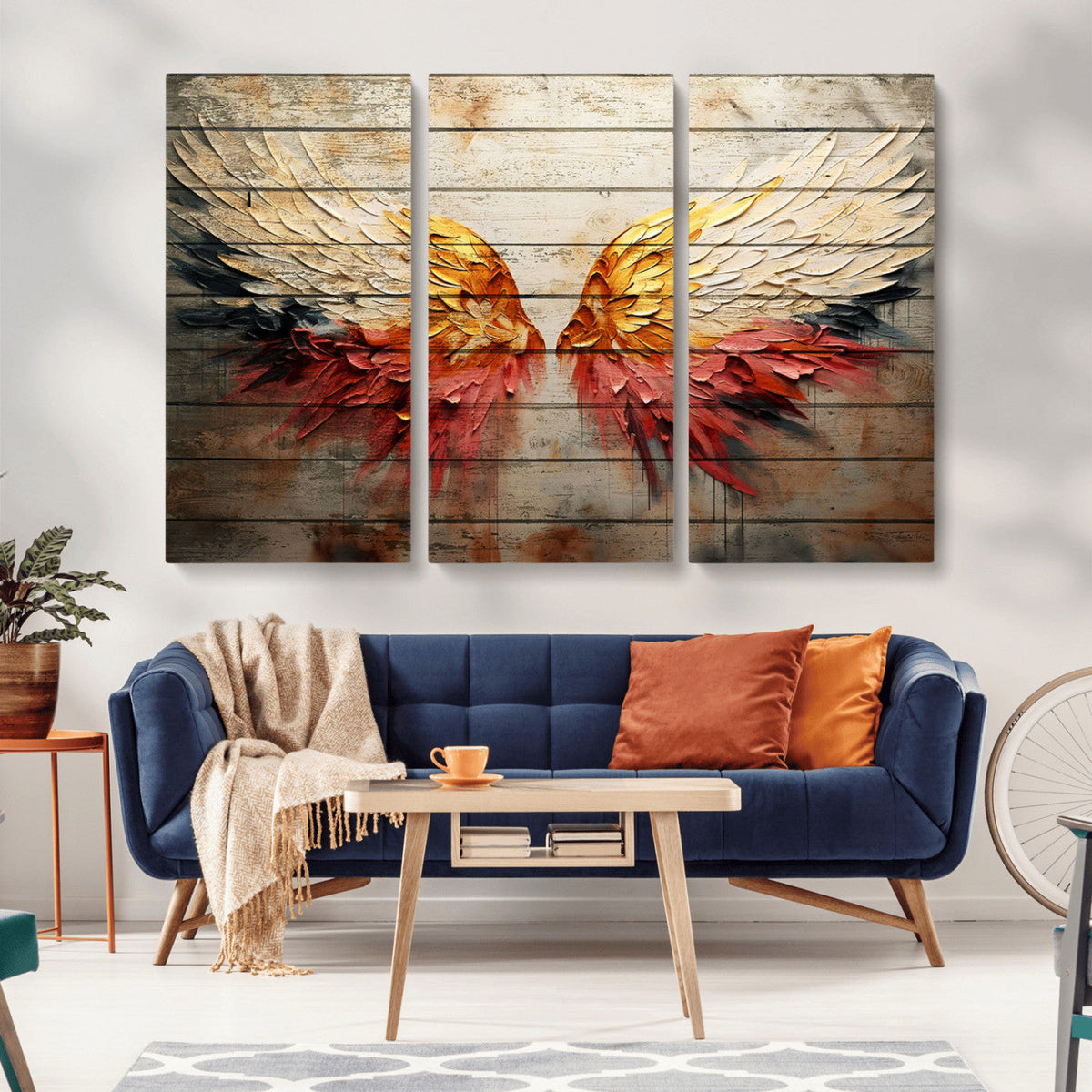 Abstract Angel Wings Canvas Wall Art – Framed and Ready to