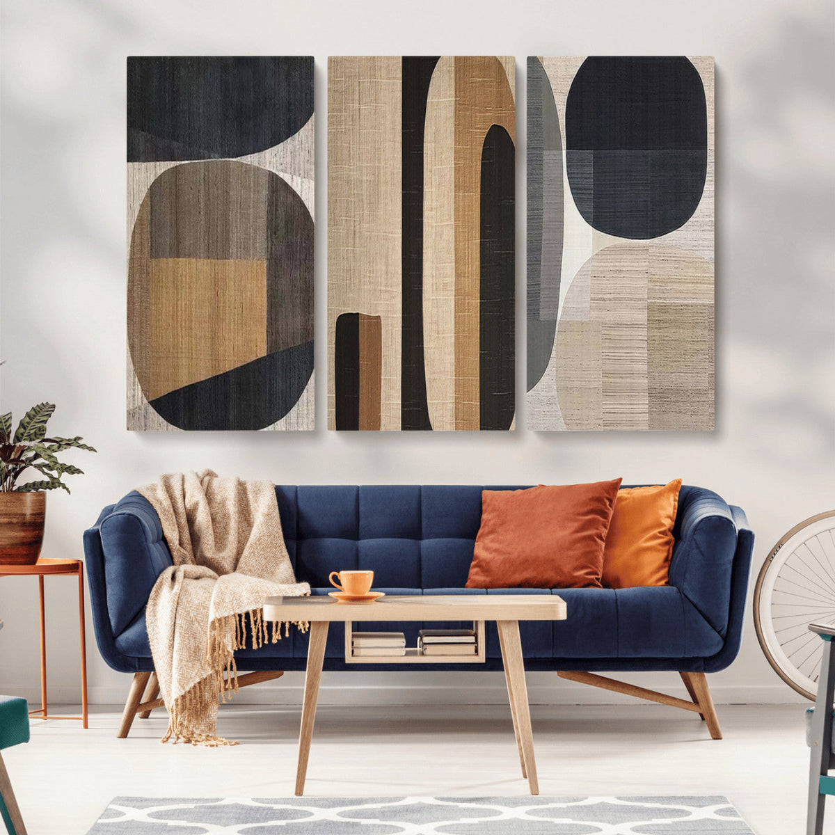 Abstract Minimalist Canvas Wall Art - Neutral Geometric