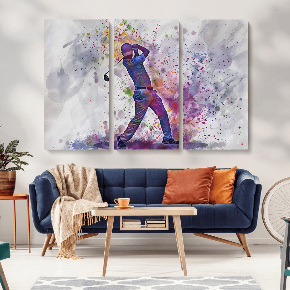 Watercolor Golf Swing Wall Art Canvas Print | Vibrant