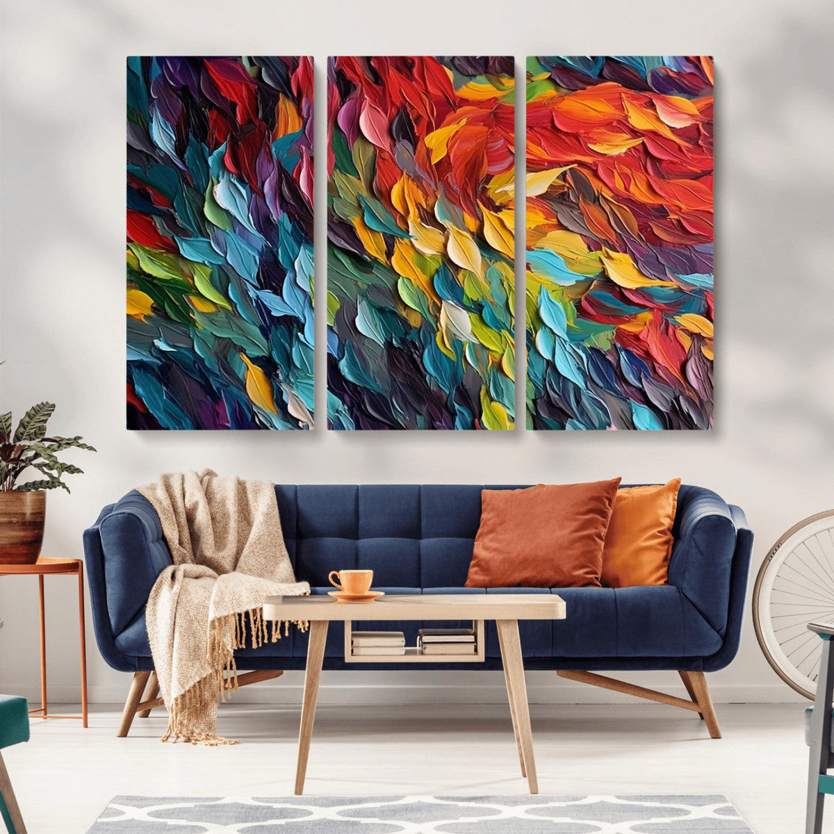 Vibrant Abstract Leaf Wall Art Canvas Print | Bold Colorful