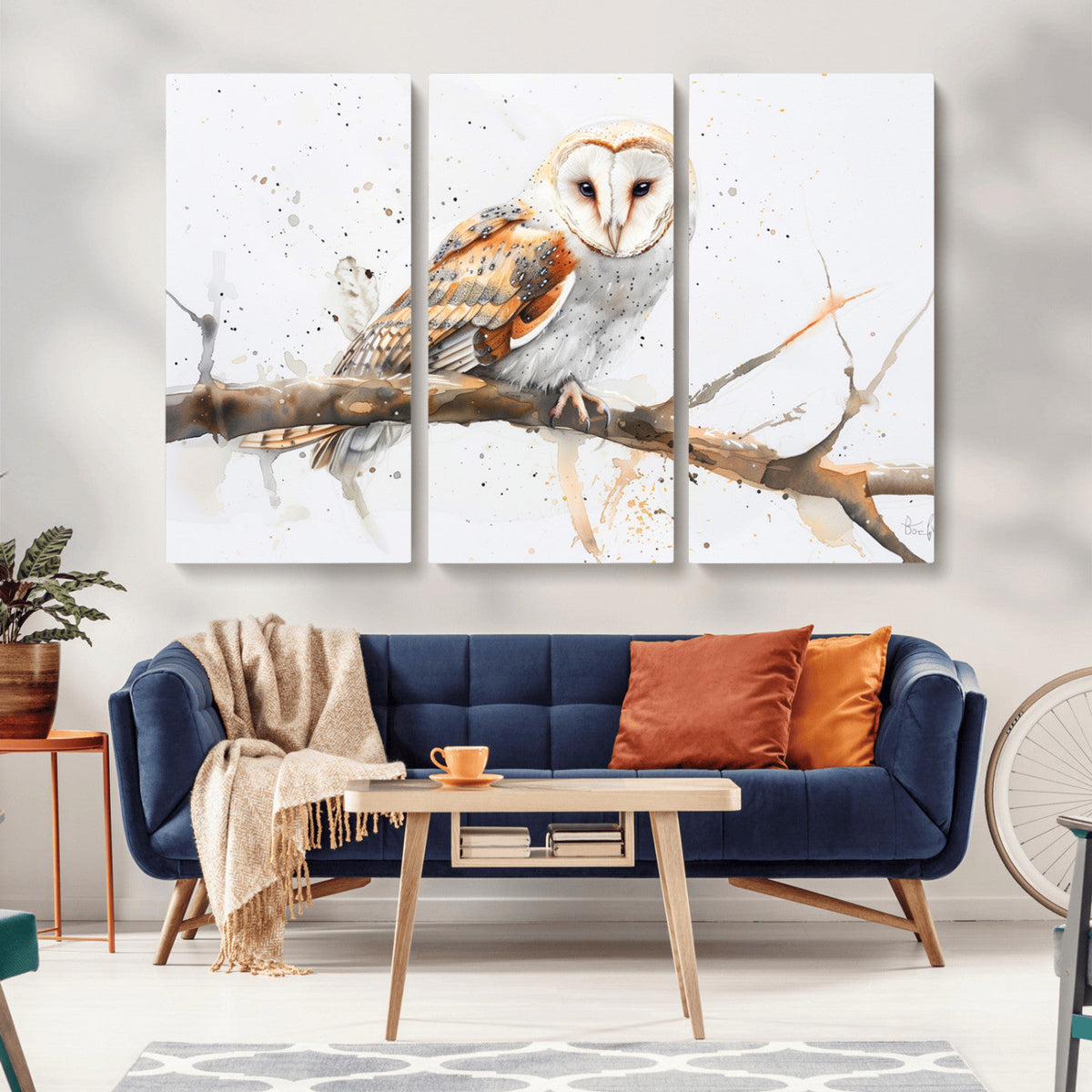 Barn Owl Wall Art on Branch | Stunning Canvas Print for