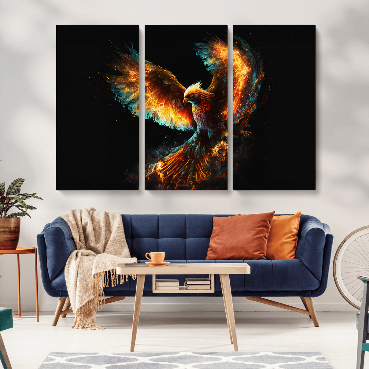 Fiery Phoenix Canvas Print | Ready to Hang Wall Art | Bold