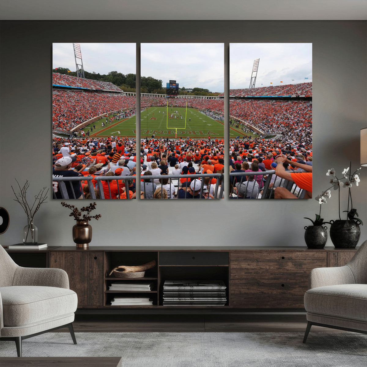 Virginia Cavaliers Football Team Print - Charlottesville Scott Stadium Print Wall Art Canvas