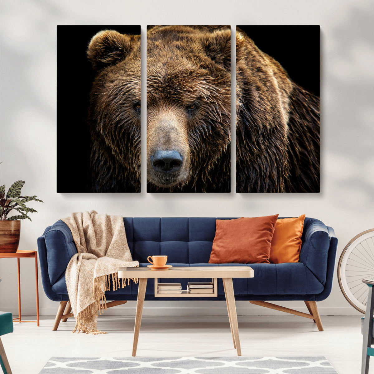 Grizzly Brown Bear Canvas Wall Art, Wildlife Animal Canvas