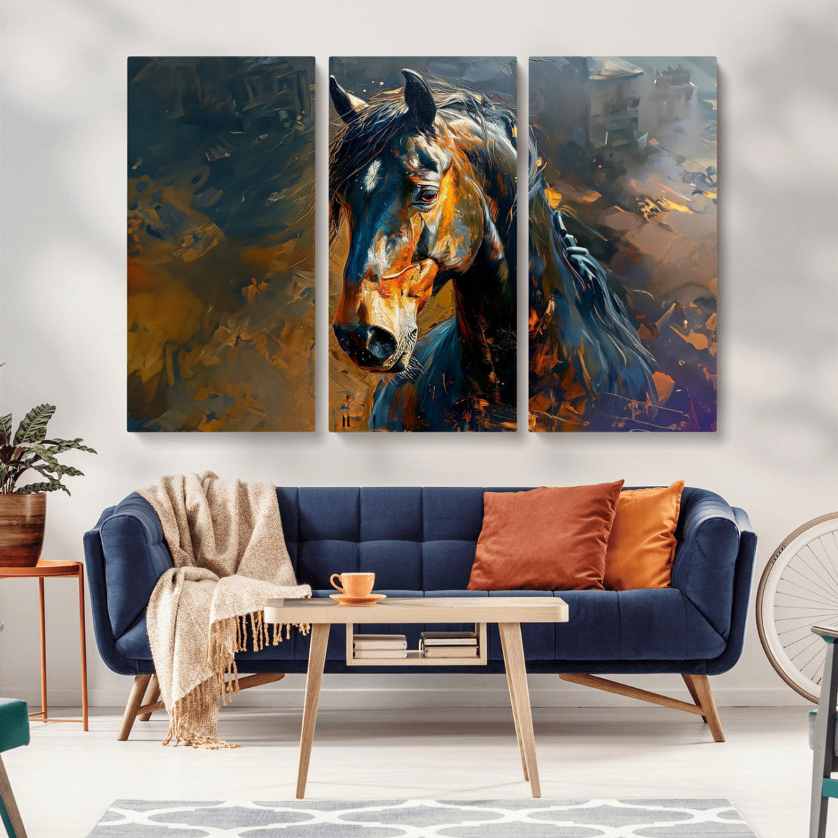 Abstract Horse Wall Art Canvas Print | Farmhouse Wall Decor