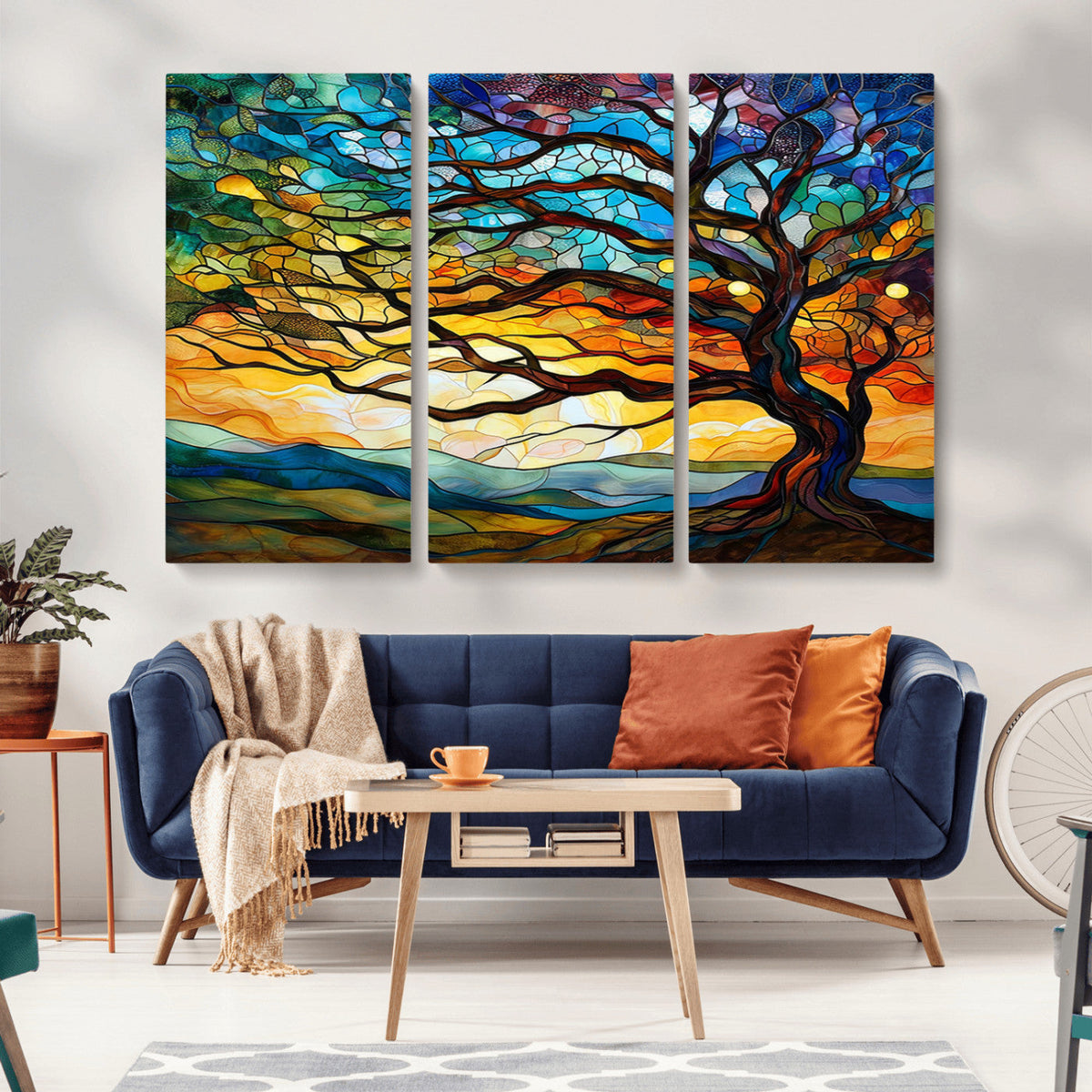 Vibrant Mosaic Tree of Life Wall Art | Stained Glass Style