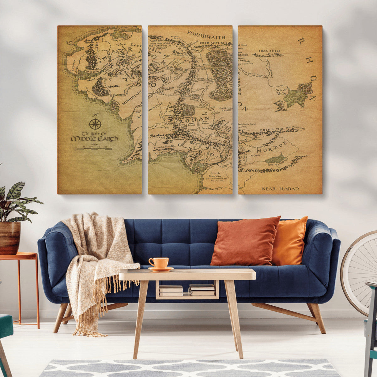 Middle Earth Map Canvas Wall Art – Vintage Fantasy Map