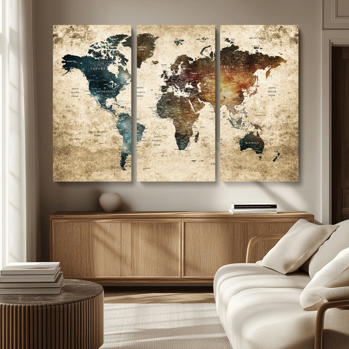 World Map Canvas Print – Detailed Map of the World Wall Art