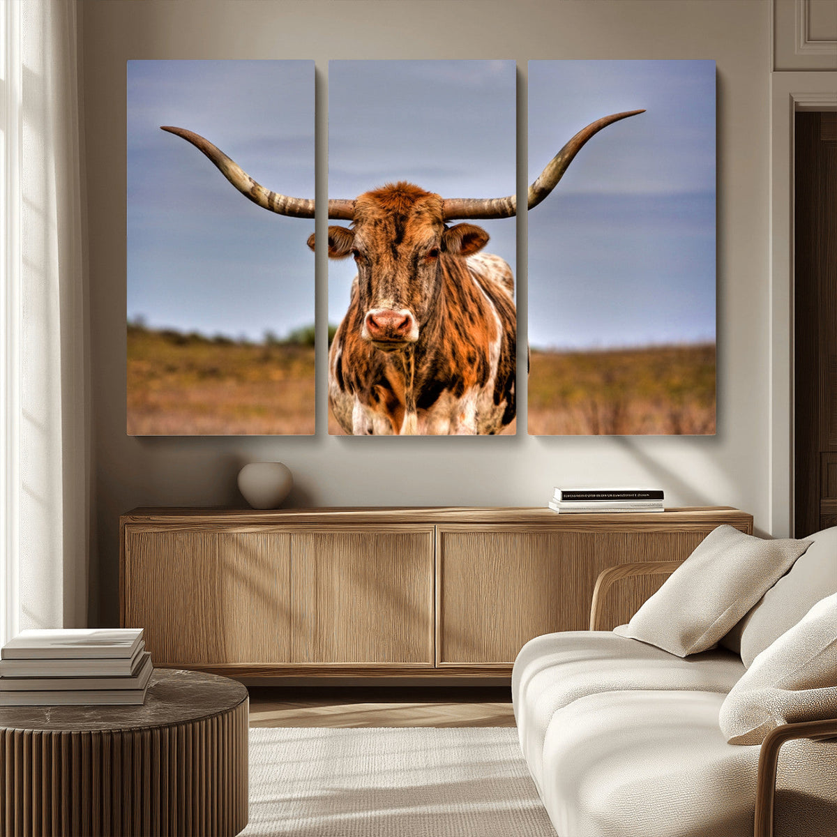 Texas Longhorn Wall Art Print, Framed Longhorn Cow Wall Art