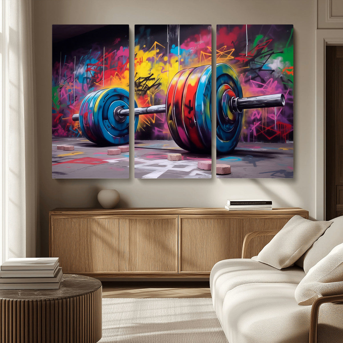 Abstract Graffiti Barbell Canvas Wall Art – Urban Fitness