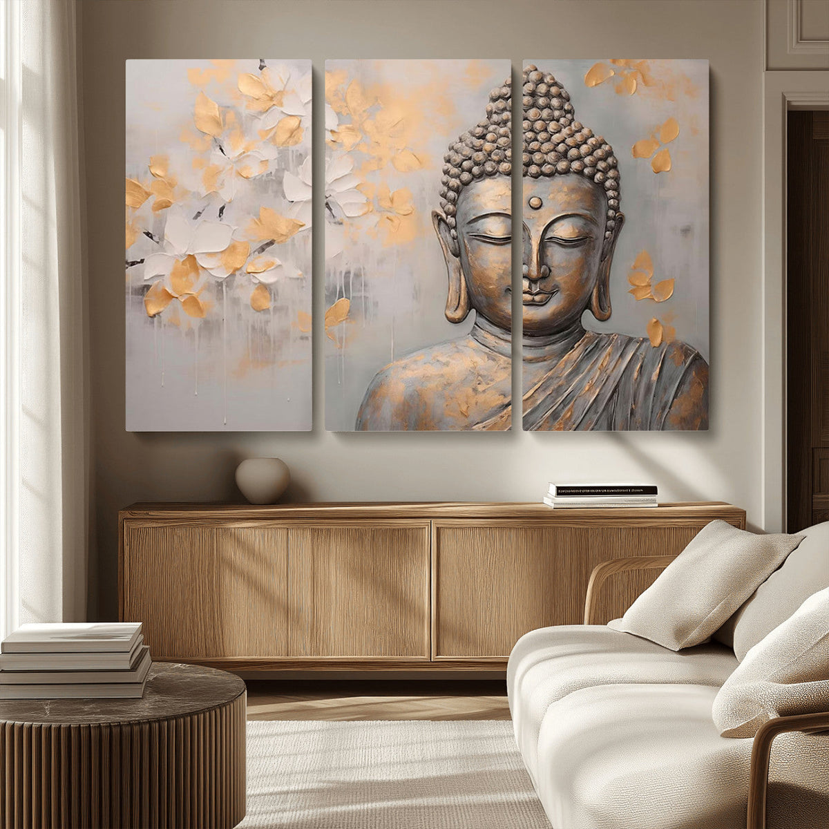 Abstract Buddha Statue Wall Art Canvas Print - Modern