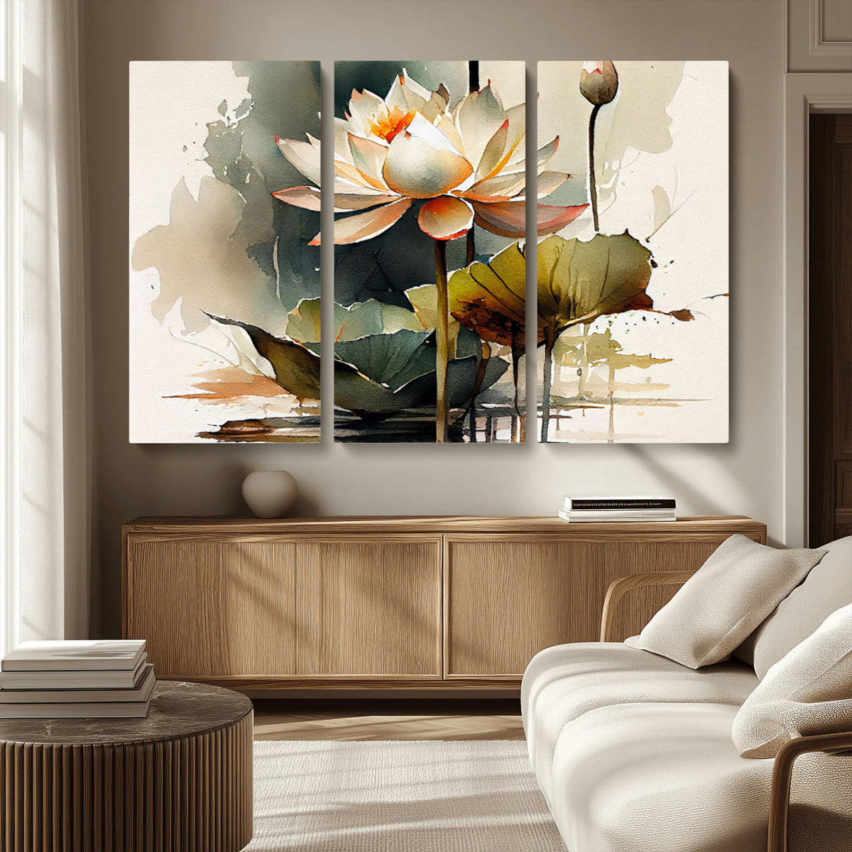 Lotus Flower Watercolor Canvas Print – A Symbol of Serenity